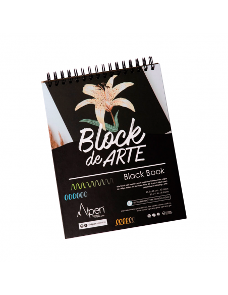 Block De Arte Blackbook Alpen Hojas Papel Italiano Negro G M