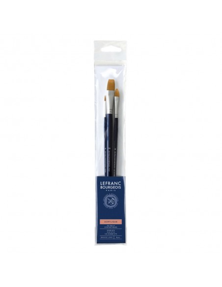 SET PINCELES SINTÉTICOS LEFRANC & BOURGEOIS X 3 REDONDO, PLANO, LENGUA DE GATO