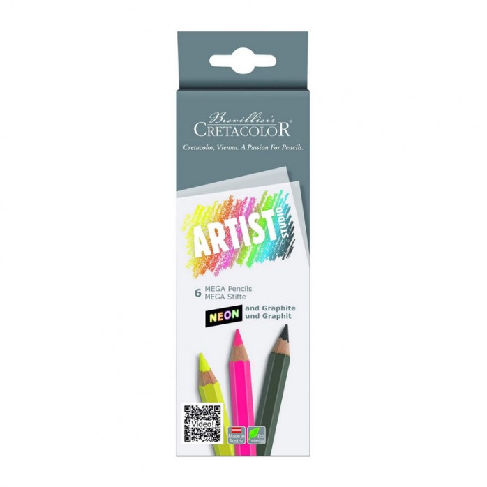 SET DE LÁPICES CRETACOLOR MEGA ARTIST STUDIO NEON X 6 PZAS. REF. 284-06