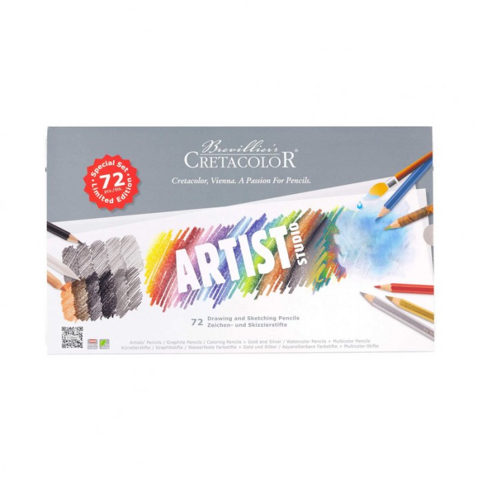 SET DIBUJO ARTIST CRETACOLOR, 72 PIEZAS, LAPICES DE DIBUJO, COLORES CLÁSICOS, COLORES ACUAREABLES, DIFÚMINO