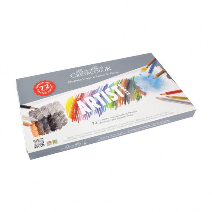 SET DIBUJO ARTIST CRETACOLOR, 72 PIEZAS, LAPICES DE DIBUJO, COLORES CLÁSICOS, COLORES ACUAREABLES, DIFÚMINO 2