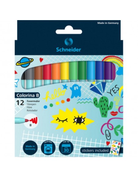 MARCADORES SCHNEIDER COLORINA PUNTA BOLD CAJA X 12