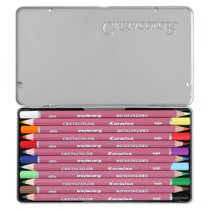 SET LÁPICES DE COLOR CLÁSICOS KARMINA CRETACOLOR, 12 COLORES, CAJA METÁLICA 2