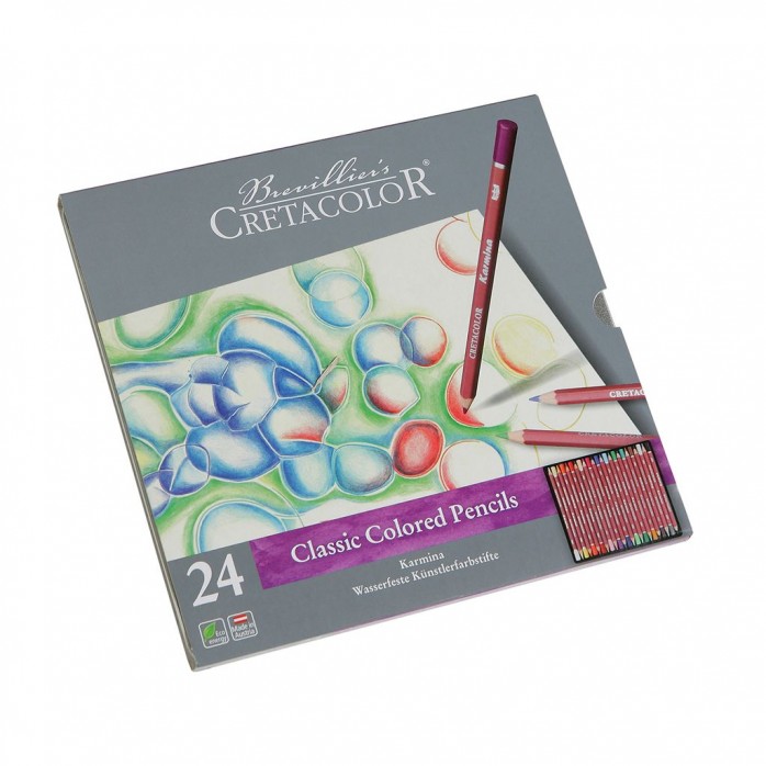 SET LÁPICES DE COLOR CLÁSICOS KARMINA CRETACOLOR, 24 COLORES, CAJA METÁLICA