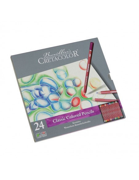SET LÁPICES DE COLOR CLÁSICOS KARMINA CRETACOLOR, 24 COLORES, CAJA METÁLICA