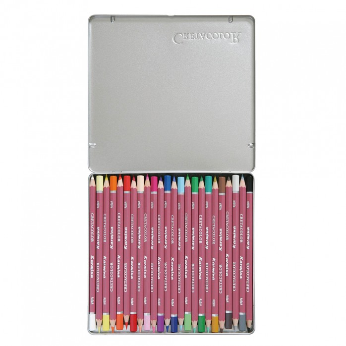 SET LÁPICES DE COLOR CLÁSICOS KARMINA CRETACOLOR, 24 COLORES, CAJA METÁLICA 2