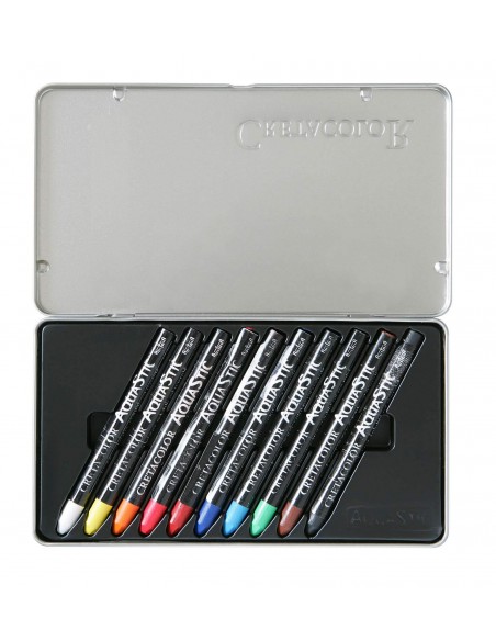 SET AQUA STIC CRETACOLOR, PASTEL GRASO ACUARELABLE X10 PIEZAS