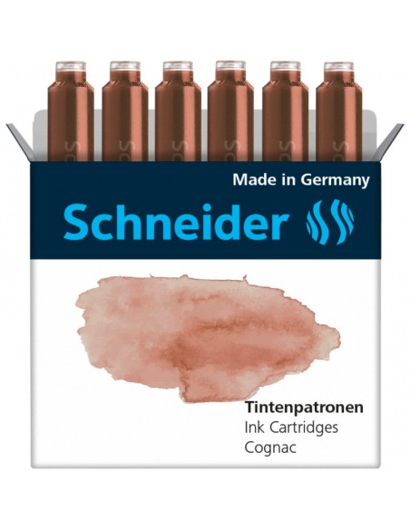 CARTUCHO PARA ESTILÓGRAFO SCHNEIDER, COLORES PASTEL, CAJA 6 PZS., DISPONIBLE EN VARIOS COLORES