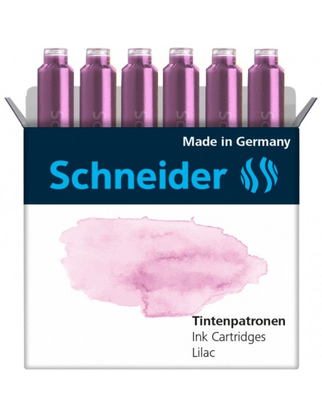 CARTUCHO PARA ESTILÓGRAFO SCHNEIDER, COLORES PASTEL, CAJA 6 PZS., DISPONIBLE EN VARIOS COLORES