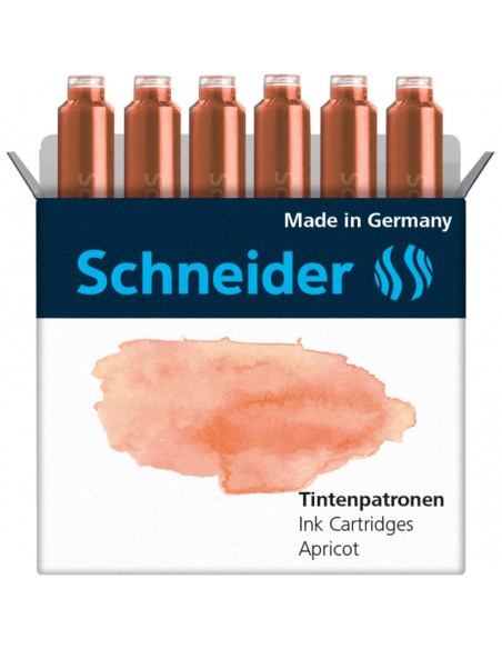 CARTUCHO PARA ESTILÓGRAFO SCHNEIDER, COLORES PASTEL, CAJA 6 PZS., DISPONIBLE EN VARIOS COLORES