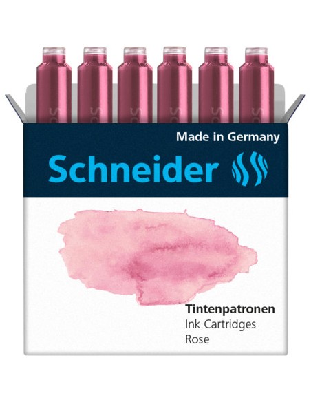 CARTUCHO PARA ESTILÓGRAFO SCHNEIDER, COLORES PASTEL, CAJA 6 PZS., DISPONIBLE EN VARIOS COLORES