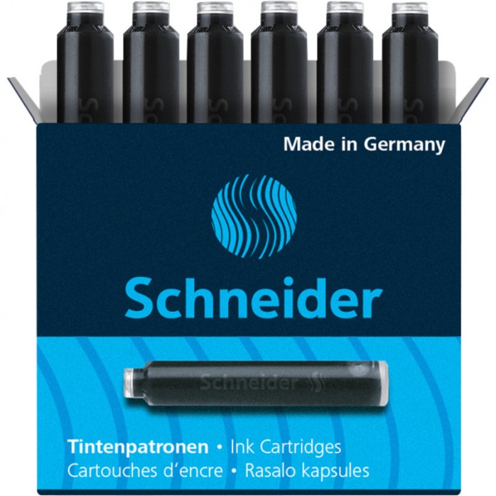 CARTUCHO PARA ESTILÓGRAFO SCHNEIDER, CAJA 6 PZS., DISPONIBLE EN VARIOS COLORES
