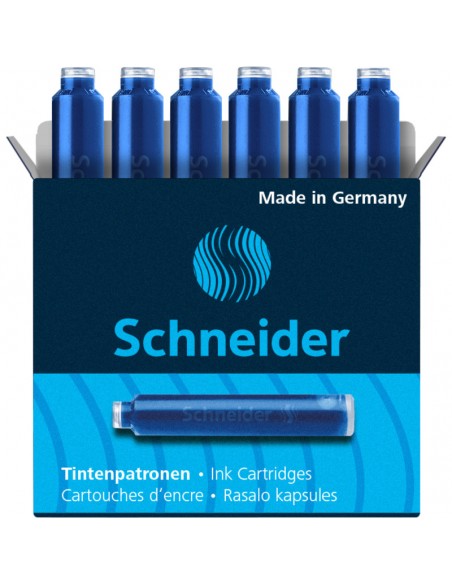 CARTUCHO PARA ESTILÓGRAFO SCHNEIDER, CAJA 6 PZS., DISPONIBLE EN VARIOS COLORES
