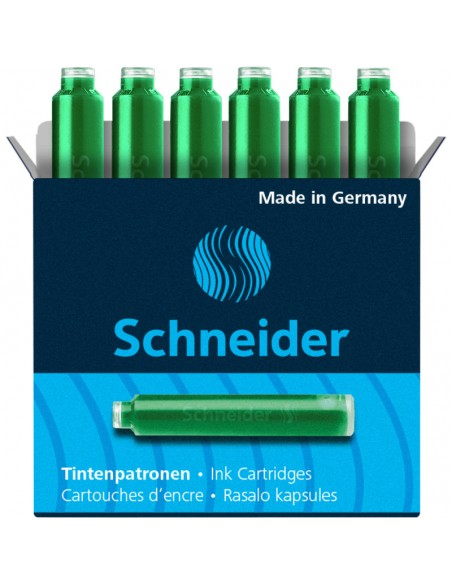 CARTUCHO PARA ESTILÓGRAFO SCHNEIDER, CAJA 6 PZS., DISPONIBLE EN VARIOS COLORES