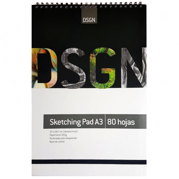 SKETCHBOOK ANILLADO DSGN 'SKETCHING PAD', FORMATO A3, PAPEL LISO, 120 G/M2
