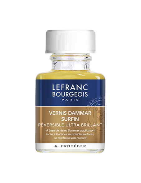 BARNIZ DAMMAR EXTRAFINO LEFRANC BOURGEOIS, ACABADO FINAL ULTRABRILLANTE, REVERSIBLE, 75ML