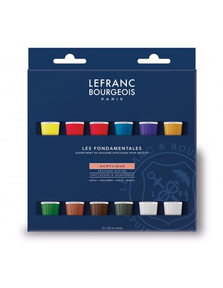 SET PINTURA ACRÍLICA FINE 'FUNDAMENTALS' LEFRANC & BOURGEOIS, 12 COLORES X 20 ML