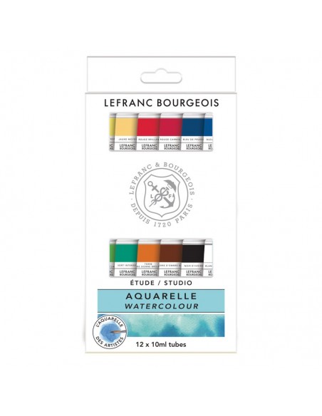 SET ACUARELA EN TUBO LEFRANC & BOURGEOIS ESTUDIO, 12 TUBO X 10 ML