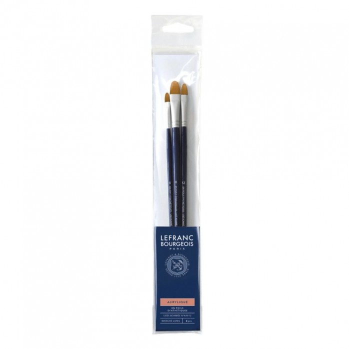 SET PINCELES SINTÉTICOS LEFRANC & BOURGEOIS, 3 PCS, LENGUA DE GATO