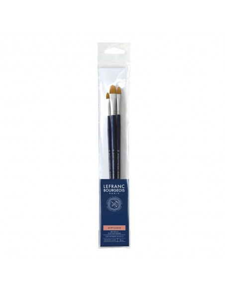 SET PINCELES SINTÉTICOS LEFRANC & BOURGEOIS, 3 PCS, LENGUA DE GATO