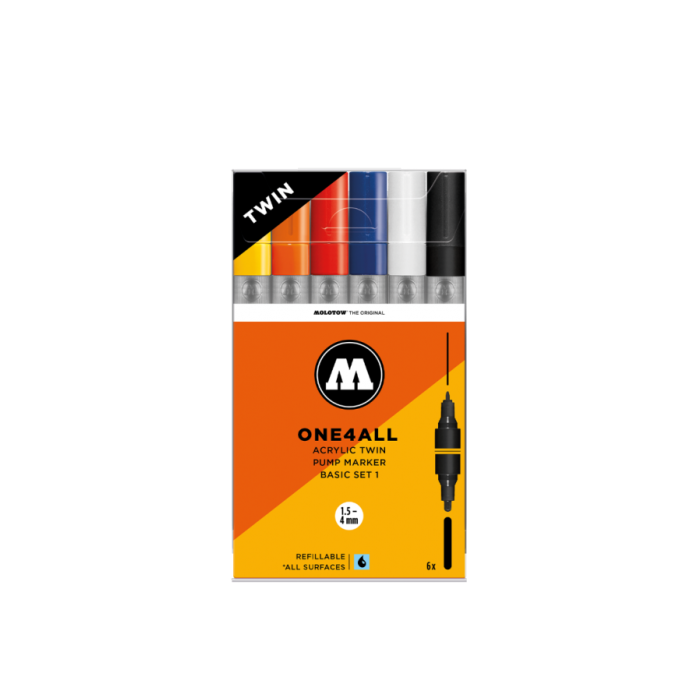 SET BASIC 1 MARCADORES MOLOTOW ONE4ALL TWIN 1.5-4MM CAJA X6