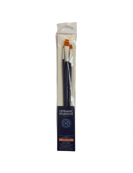 SET PINCELES SINTÉTICOS LEFRANC & BOURGEOIS X3 (REDONDO, PLANO, LENGUA DE GATO)