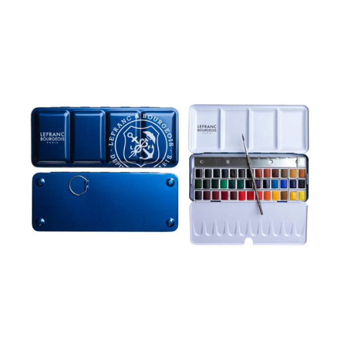 SET DE ACUARELA FINE LEFRANC BOURGEOIS, 40 COLORES + PINCEL, CAJA METÁLICA 2
