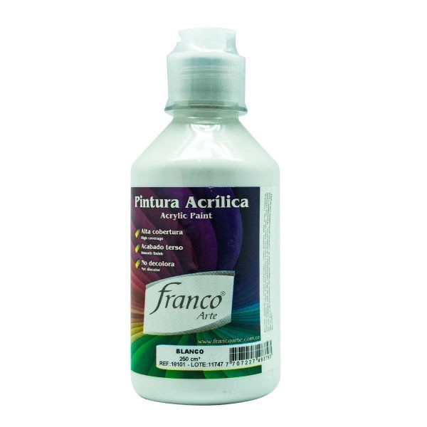 PINTURA ACRÍLICA FRANCO ARTE 250ML, DISPONIBLE EN 18 COLORES