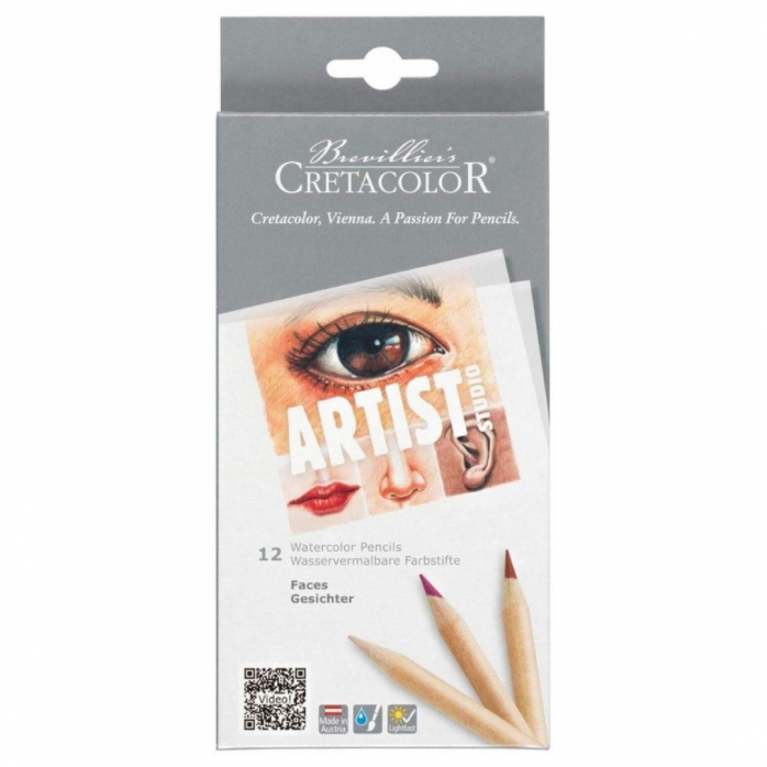 SET LÁPICES DE COLOR ACUARELABLES PARA RETRATO CRETACOLOR ARTIST STUDIO FACES, 12 COLORES