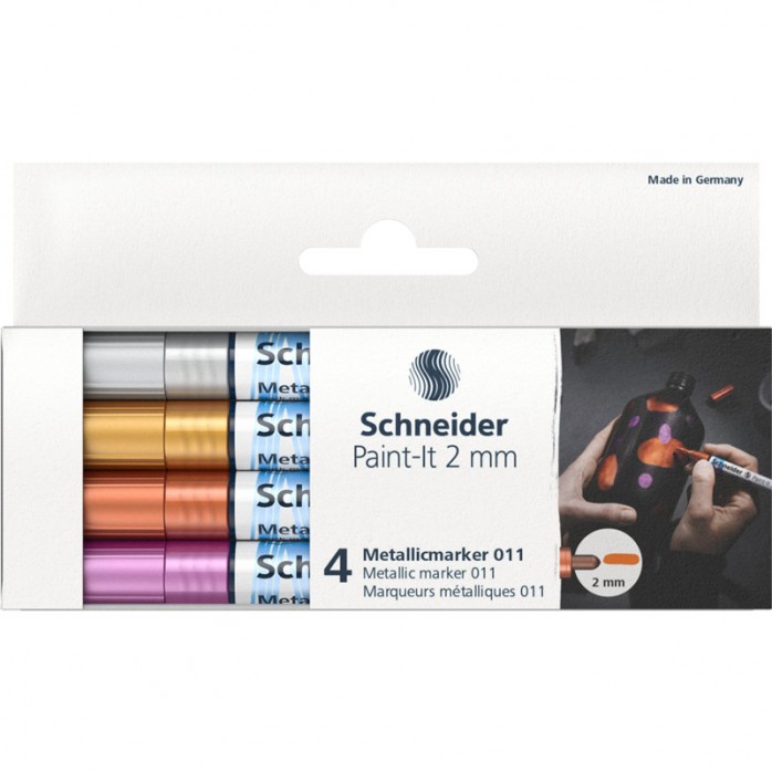 SET MARCADORES PAINT-IT SCHNEIDER, 4 COLORES METALIZADOS