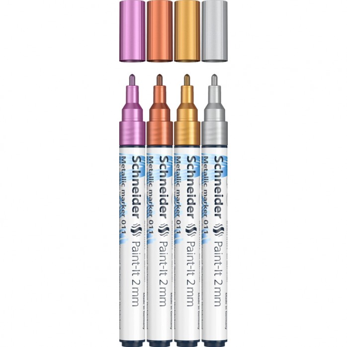 SET MARCADORES PAINT-IT SCHNEIDER, 4 COLORES METALIZADOS 2