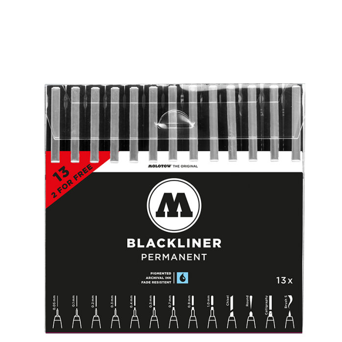BLACKLINER MOLOTOW SIMULADORES RAPIDÓGRAFO, COMPLETE SET, INCLUYE 13 MARCADORES