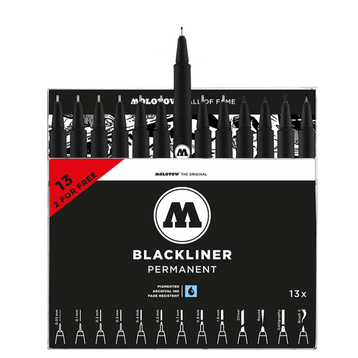 BLACKLINER MOLOTOW SIMULADORES RAPIDÓGRAFO, COMPLETE SET, INCLUYE 13 MARCADORES 2