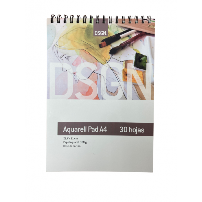 SKETCHBOOK ANILLADO DSGN 'SKETCHING PAD AQUARELL', 300 G, PARA ACUARELA, DISPONIBLE EN 3 TAMAÑOS 2