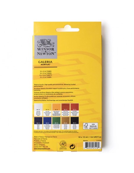 SET ACRÍLICO GALERIA WINSOR AND NEWTON, 10 X 12 ML