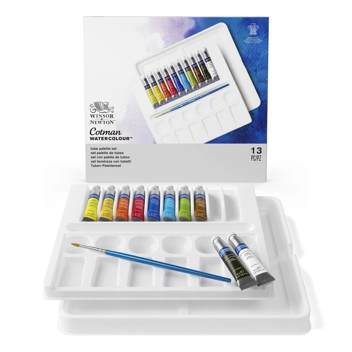 SET ACUARELA COTMAN TUBOS Y PALETA WINSOR AND NEWTON