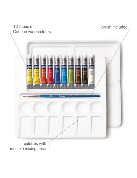 SET ACUARELA COTMAN TUBOS Y PALETA WINSOR AND NEWTON