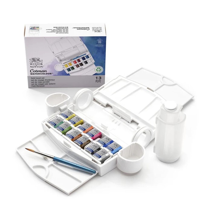 SET ACUARELA VIAJE PORTATIL COTMAN WINSOR AND NEWTON X 12