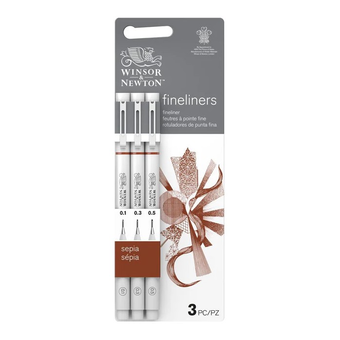 SET FINELINERS SEPIA WINSOR AND NEWTON X3