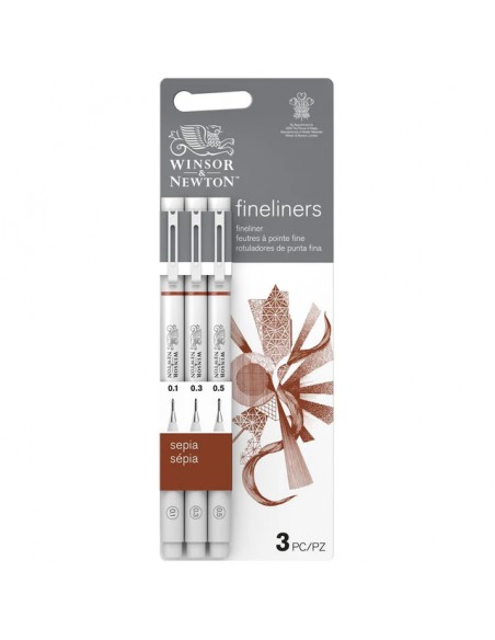 SET FINELINERS SEPIA WINSOR AND NEWTON X3