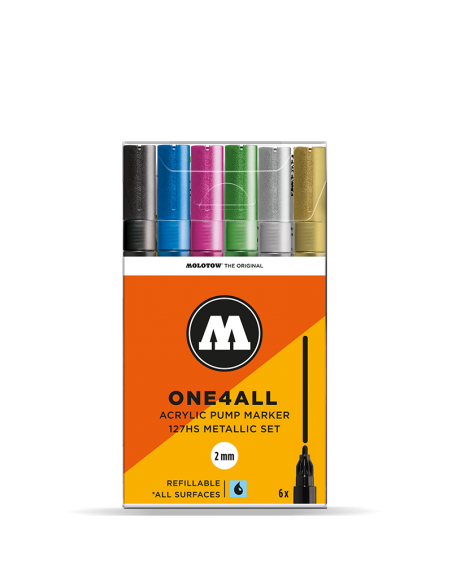 SET METÁLICO MARCADORES MOLOTOW ONE4ALL 127HS 2MM CAJA X6