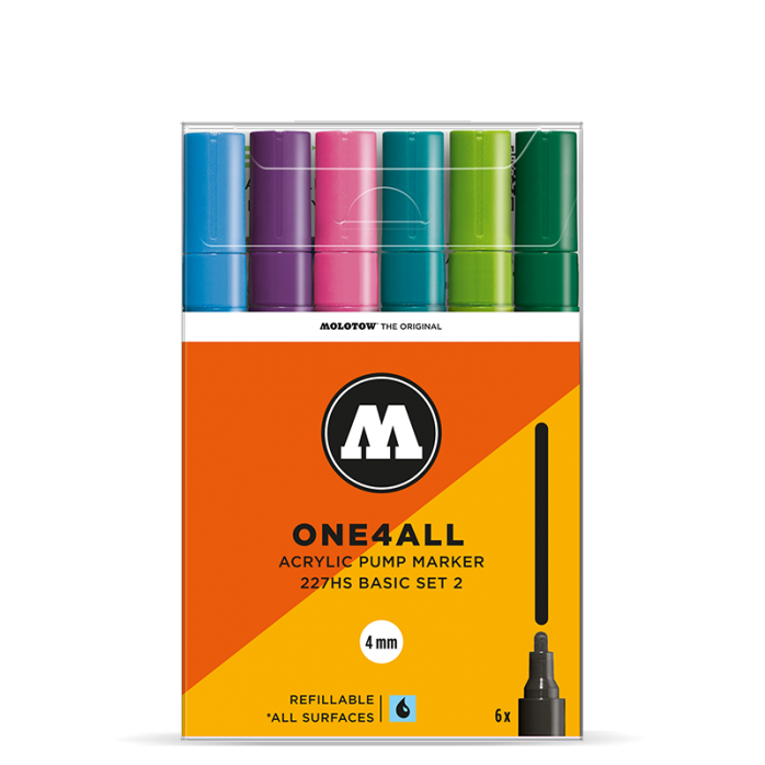 SET BASIC 2 MARCADORES MOLOTOW ONE4ALL 227HS 4MM CAJA X6