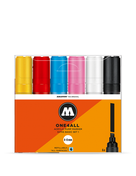 SET BASIC 1 MARCADORES MOLOTOW ONE4ALL 327HS 4-8MM BISELADO CAJA X6