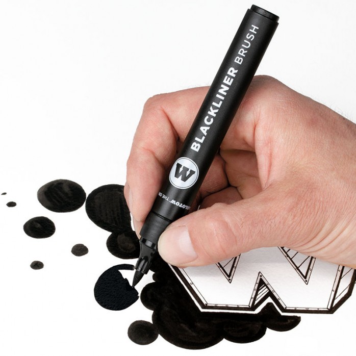 MARCADOR BLACKLINER BRUSH MOLOTOW, PUNTA PINCEL, TINTA NEGRA 2
