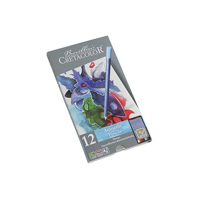 SET LÁPICES ACUARELABLES MARINO CRETACOLOR, 12 PIEZAS, CAJA METÁLICA