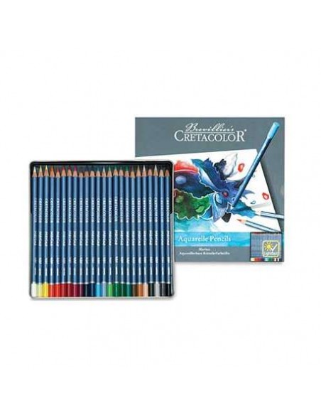 SET LÁPICES ACUARELABLES MARINO CRETACOLOR, 24 PIEZAS, CAJA METÁLICA