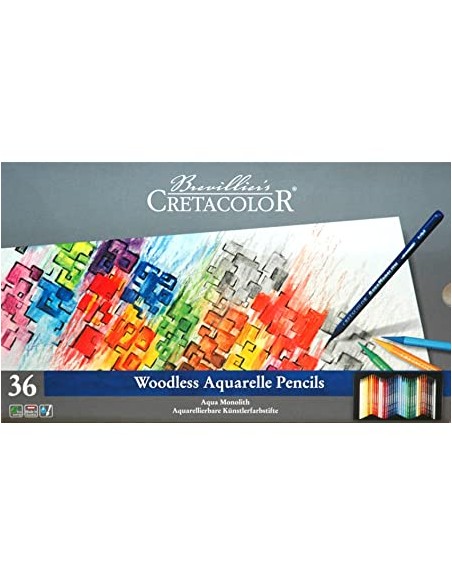 SET LÁPICES ACUARELABLES CRETACOLOR AQUA MONOLITH SIN MADERA, 36 PIEZAS, WOODLESS
