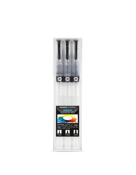 SET PINCELES CON TANQUE MOLOTOW AQUA SQUEEZE PEN X3