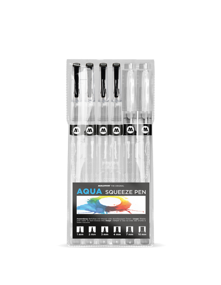 SET PINCELES CON TANQUE MOLOTOW AQUA SQUEEZE PEN X6