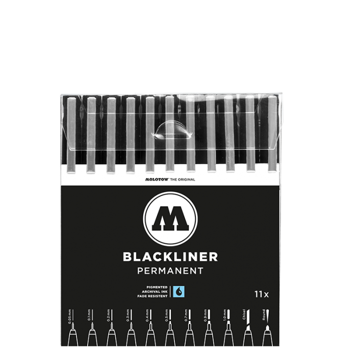 BLACKLINER MOLOTOW SIMULADORES RAPIDÓGRAFO, SET XL, INCLUYE 11 MARCADORES